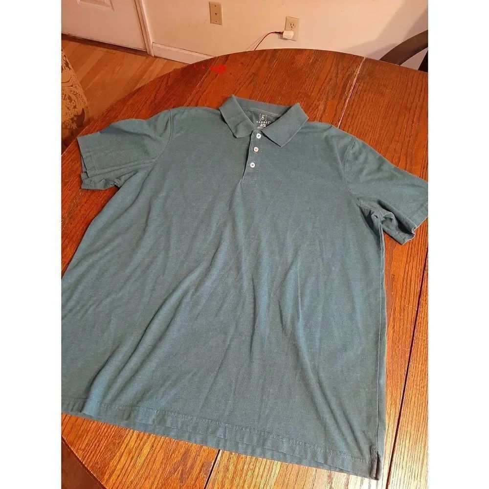 XL 46-48 George Greenish Blue Short Sleeve Collared Polo Shirt